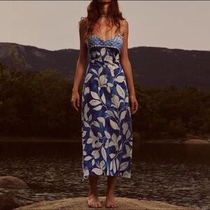 Zara Linen Blend Printed Dress